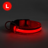 Guler zgarda iluminare LED - pentru catei sau pisici - functioneaza cu baterie - marimea L - rosu