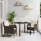 Cumpara ieftin Set de masă pentru grădină cu pernă 3 pcs Maro Rattan poli