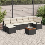 vidaXL Set Canapea Grădină 8 pcs Negru, alb Potrivit pentru 5 persoane