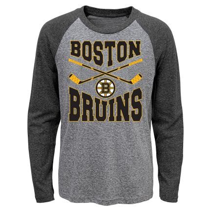 Boston Bruins tricou cu măneci lungi pentru copii Cross Stick Ls Triblend Raglan - Dětsk&eacute; L (11 - 12 let)