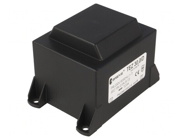 Transformator &icirc;ncapsulat 30VA 230VAC 15V 2A PCB
