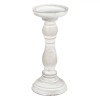 Sfesnic Lemn Creta Alb 10x24cm, Suport Lumanare Decorativ Vintage Elegant, Decoratiuni Casa
