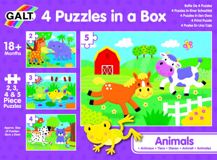 Set 4 puzzle-uri - Animalute (2, 3, 4, 5 piese)