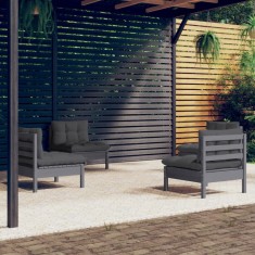 vidaXL Set mobilier grădină cu perne antracit, 4 piese, lemn de pin