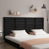 VidaXL Tăblie pat pentru perete, negru, 156x3x91,5 cm, lemn masiv pin