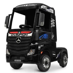 Camion electric pentru copii Mercedes ACTROS, tractiune 4x4, 180W, 12V, roti moi EVA, telecomanda, echipare Premium, negru