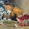 I. Dragomir-&quot;Natură statică cu flori şi fructe&quot; - pictură veche