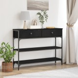 vidaXL Masă consolă, stejar negru, 100x25x75 cm, lemn prelucrat &amp; oțel