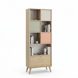 Cumpara ieftin Biblioteca Adore Tiffany, 4 usi si 4 rafturi, Multicolor, 67 x 181 x 30 Cm