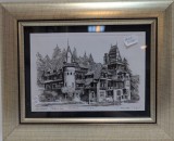 Gravura &quot;Castelul Pelisor&quot; Sinaia - Vasile Diviza