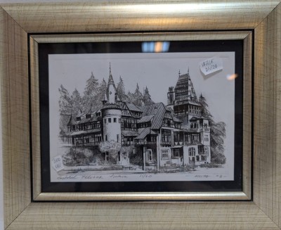 Gravura &amp;quot;Castelul Pelisor&amp;quot; Sinaia - Vasile Diviza foto
