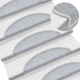 vidaXL Covorașe pentru scări, 10 buc., 56x17x3 cm, gri deschis, semirotunde