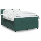 Gossi pat box spring cu saltea, verde inchis, 140x200 cm, catifea