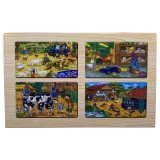 Set 4 puzzle lemn in cutie animale domestice