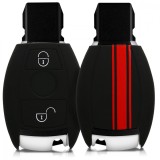Husa Cheie Auto pentru Mercedes Benz - 2 Butoane - Keyless Go, Silicon, Negru, 42376.07, Kwmobile