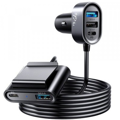 Incarcator Auto Joyroom JR-CL05, 72W, 3A, 2 x USB-C - 3 x USB-A, Negru foto