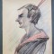ARHITECT VICTOR G. STEFANESCU ( 1877 - 1950 ) , BARBAT IN COSTUM DE FAUN , DESEN , PERIOADA INTERBELICA