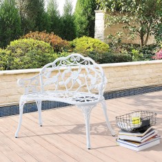 Banca gradina design Vintage 100 x 54 x 80 cm alb [casa.pro] HausGarden Leisure