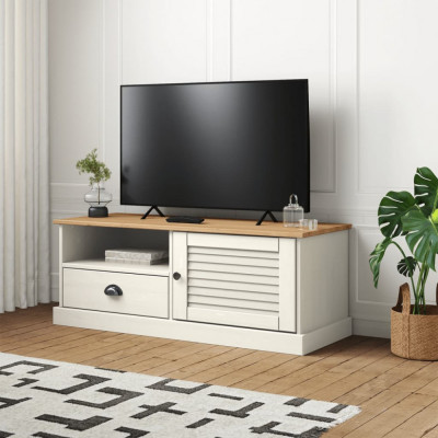 vidaXL Comodă TV VIGO, alb, 106x40x40 cm, lemn masiv de pin foto