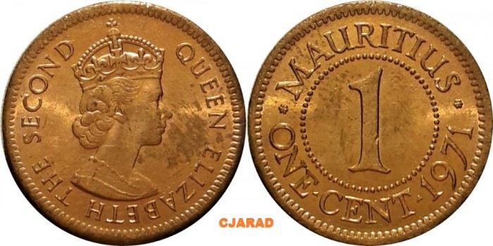 Moneda exotica 1 CENT - MAURITIUS, anul 1971 * cod 2583 = UNC