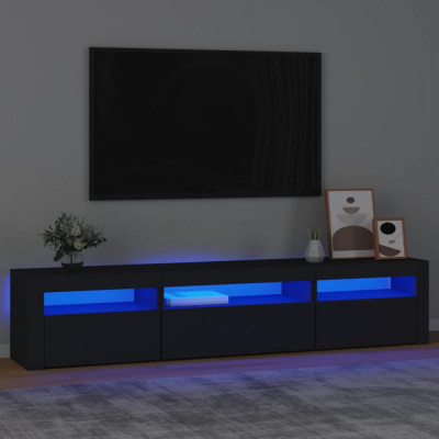 vidaXL Comodă TV cu lumini LED, negru, 195x35x40 cm foto