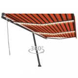 VidaXL Copertină retractabilă manual LED, portocaliu/maro, 600x300 cm