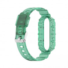 Bratara elastomer compatibila cu xiaomi mi band 5 / 5 nfc, xiaomi mi 6 / 6 nfc, amazfit band 5, smartwatch, smartband w017, dark green