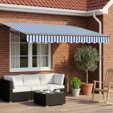 vidaXL Pergola Cort Electric Retractabil Albastru 3 x 2,5 m cu LED si Senzor Vreme
