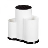 Suport cutite si ustensile bucatarie, plastic, alb, 23x12x22 cm, Oem