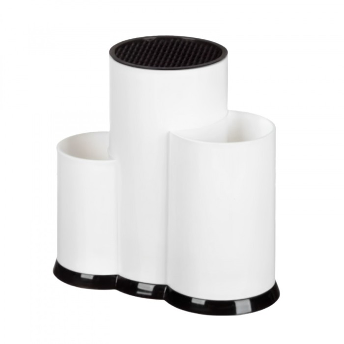 Suport cutite si ustensile bucatarie, plastic, alb, 23x12x22 cm