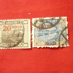 2 Timbre Germania 1921 Saargebiet -Uzuale -Peisaje, supratipar 5C/25pf si 20/50