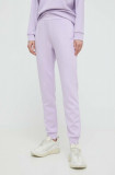 Armani Exchange pantaloni de trening culoarea violet, neted