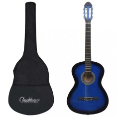 Set chitara clasica incepatori, 12 piese, albastru, 4/4 39&amp;quot; foto
