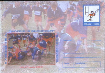 Intreg postal plic nec 2001- A XXII-a Editie &amp;quot;Trofeul Bucuresti&amp;quot; Rugby juvenil foto