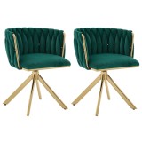 Set de 2 scaune pivotante din catifea, Smarald | Aosom Romania