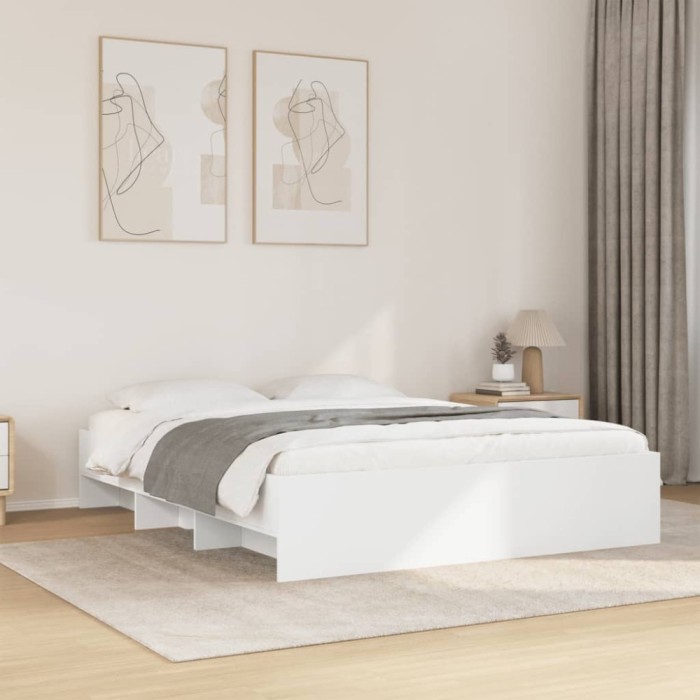 Gossi cadru de pat, alb, 150x200 cm, lemn prelucrat