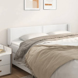 VidaXL Tăblie de pat cu aripioare alb 183x16x78/88 cm piele ecologică
