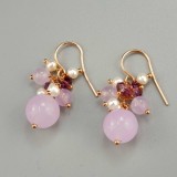 Cumpara ieftin Cercei Argint 925 placat Aur Roz, Jad Lavanda, Ametist, Perle Cultura, Made in Italy