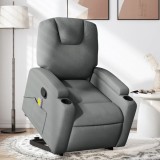 VidaXL Fotoliu de masaj rabatabil cu ridicare, gri &icirc;nchis, textil