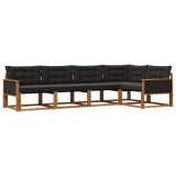 vidaXL Set de canapele de exterior cu pernă 5 pcs Natural și Negru 3381416