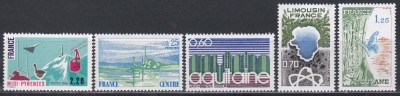 Franta 1976 - Regiunile Franței (Midi-Pyr&amp;eacute;n&amp;eacute;es, Centru, Aquitania,Limousin, Guyana), 5 Serii, SET COMPLET, MNH foto