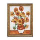 Tablou celebru inramat pictat manual, Vaza cu floarea soarelui, 45x35cm ulei pe panza reproducere Vincent van Gogh