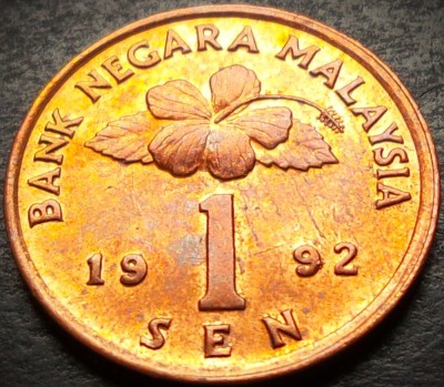 Moneda exotica 1 SEN - MALAEZIA, anul 1992 *cod 5179 B = UNC foto