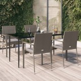 VidaXL Set mobilier grădină cu perne, 5 piese, negru și gri, poliratan