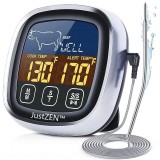 Termometru Digital de Bucatarie pentru Carne, Lichide, JustZEN&reg; Display Touch Screen, 8 Tipuri de Carne, 5 Trepte Gatire,Sonda Inox Rezistenta la Apa