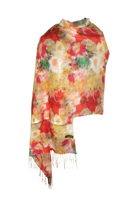 Esarfa casmir dama F, Dacali, rosu/verde, 185 x 75 cm foto