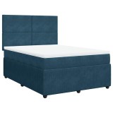 Cumpara ieftin Pat box spring cu saltea, albastru inchis, 140x200 cm, catifea