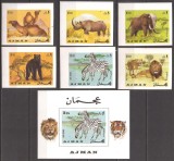 AJMAN 1969 FAUNA AFRICANA ( serie + colita ndt.) MNH