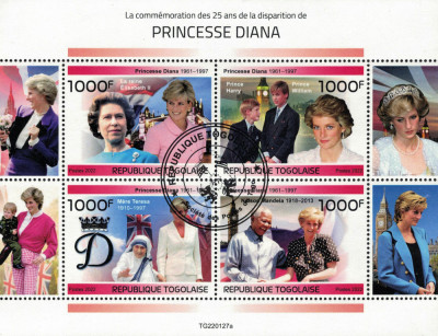 TOGO 2022 - Printesa Diana, In memoriam /set complet-col+bloc [3 img] foto