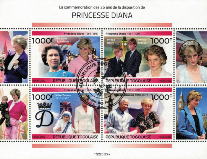 TOGO 2022 - Printesa Diana, In memoriam /set complet-col+bloc [3 img]